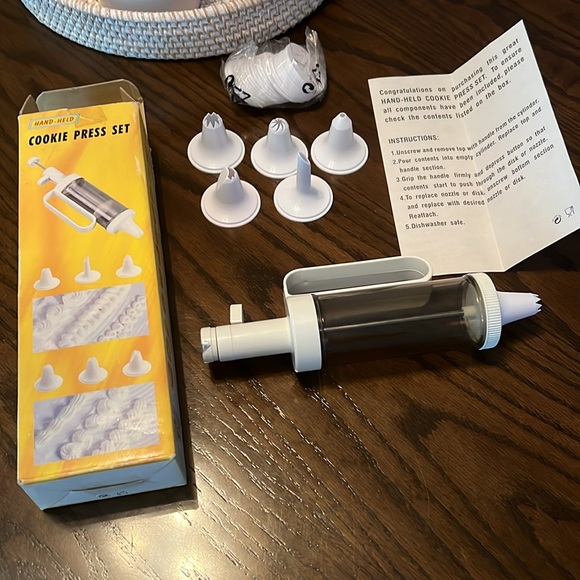 Vintage hand-held cookie press set - Picture 2 of 6